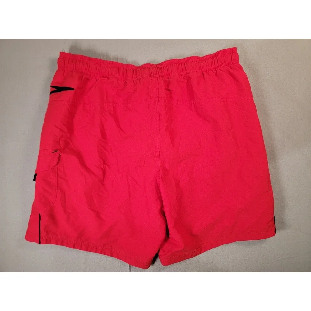 Speedo Swim Trunks Mens XL Red Board Shorts Volley Mesh Lined Cargo Pocket